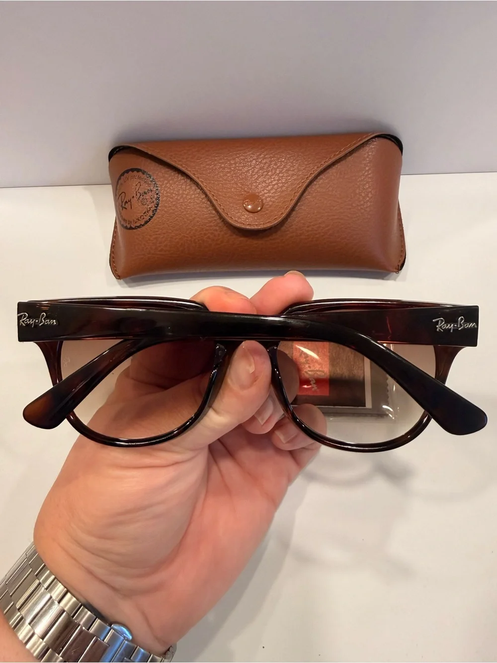 Ray-Ban Tortoiseshell Frame Sunglasses with Brown Gradient Lenses